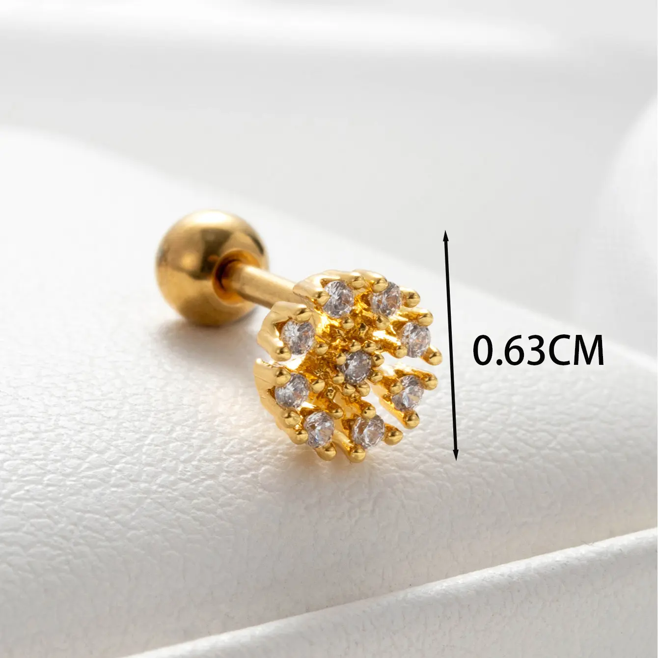 1 Piece Simple Series Classic Round Copper  Gold Color Zircon Women's Stud Earrings h5 